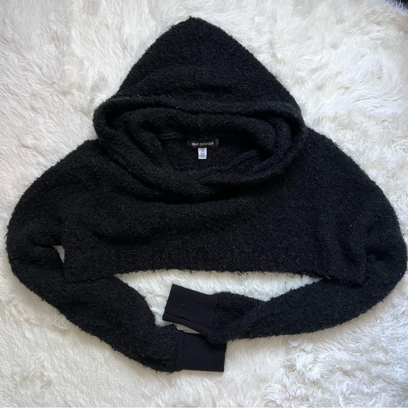 Urban Outfitters Tops - Urban Outfitters Wool-Blend Black Cropped Hoodie